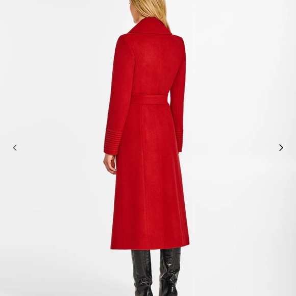 Sentaler Red Baby Alpaca Long Large Notched Collar Wrap Coat Sz XL - Picture 5 of 15